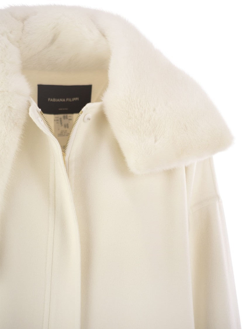 Fabiana Filippi Cashmere Caban With Fur Collar