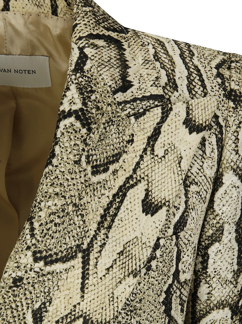 Dries Van Noten Snakeskin Blazer With Peak Lapels