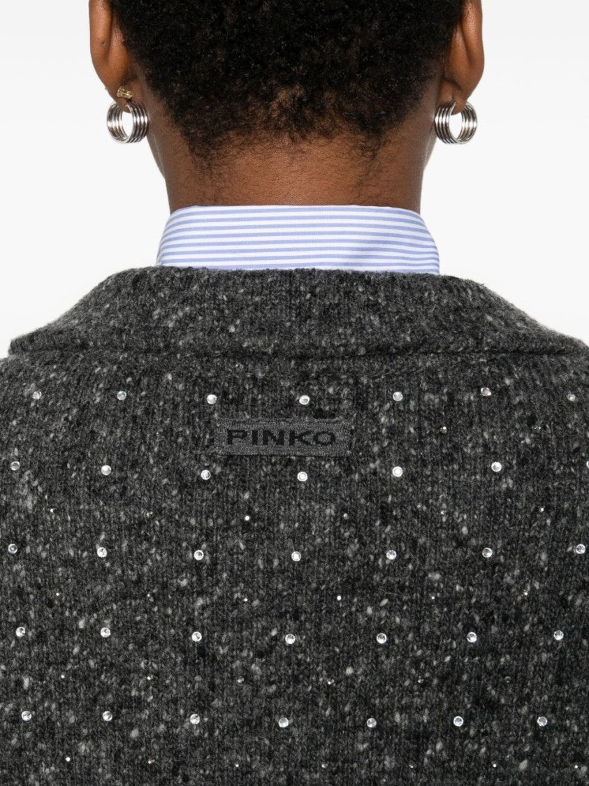 Pinko Textured Knit Top With Deep V-Neckline