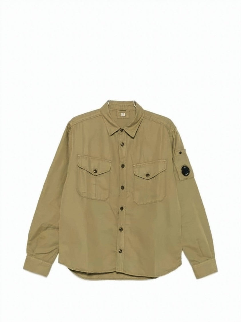 C.P. Company Structured Long-Sleeve Shirt With Classic Collar And Unique Patch