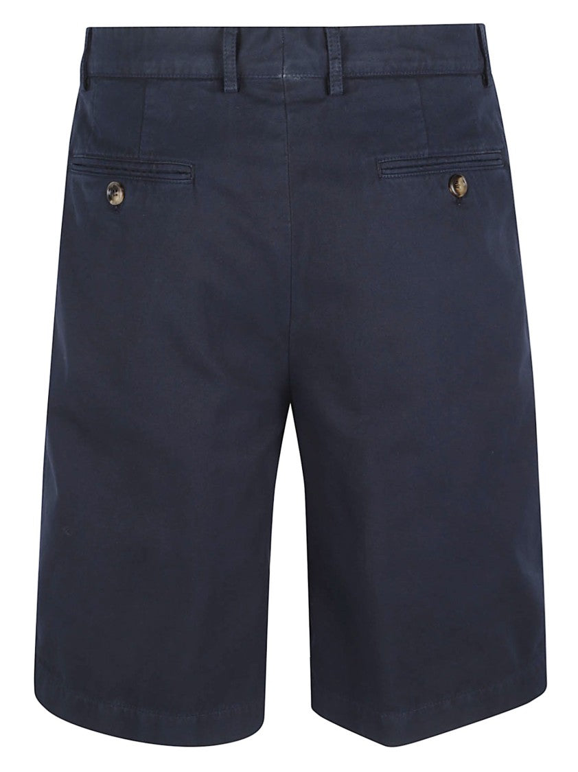 Brunello Cucinelli Tailored Blue Shorts With Flat Front And Belt Loops