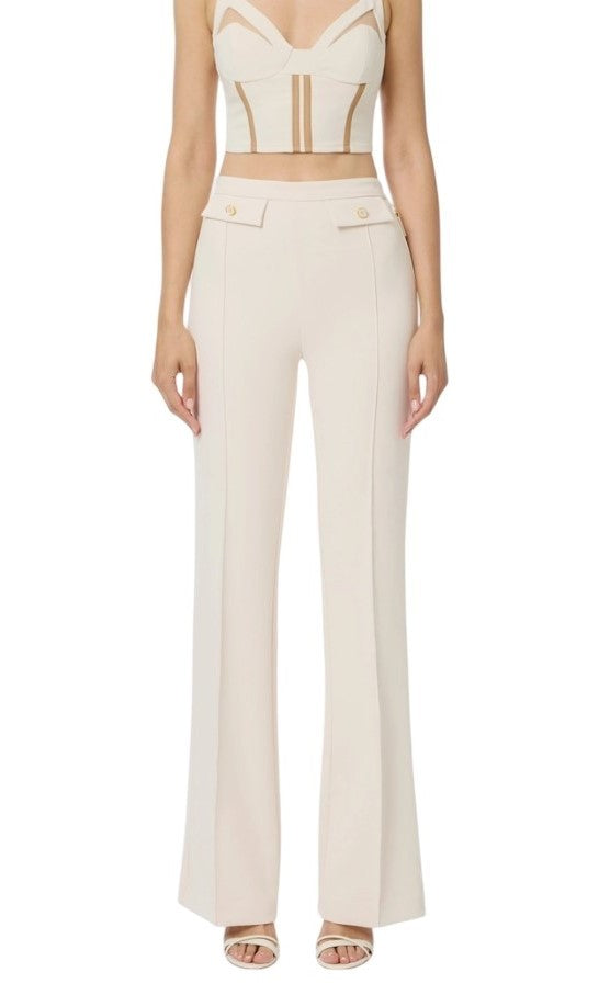 Elisabetta Franchi Palazzo Trousers With Enamelled Logo Buttons