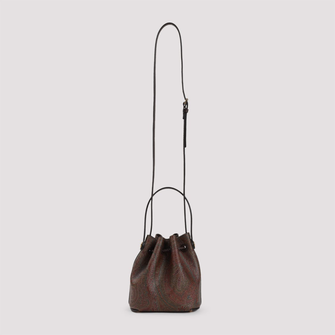 Etro Arnica Small Brown Cotton Bucket Bag