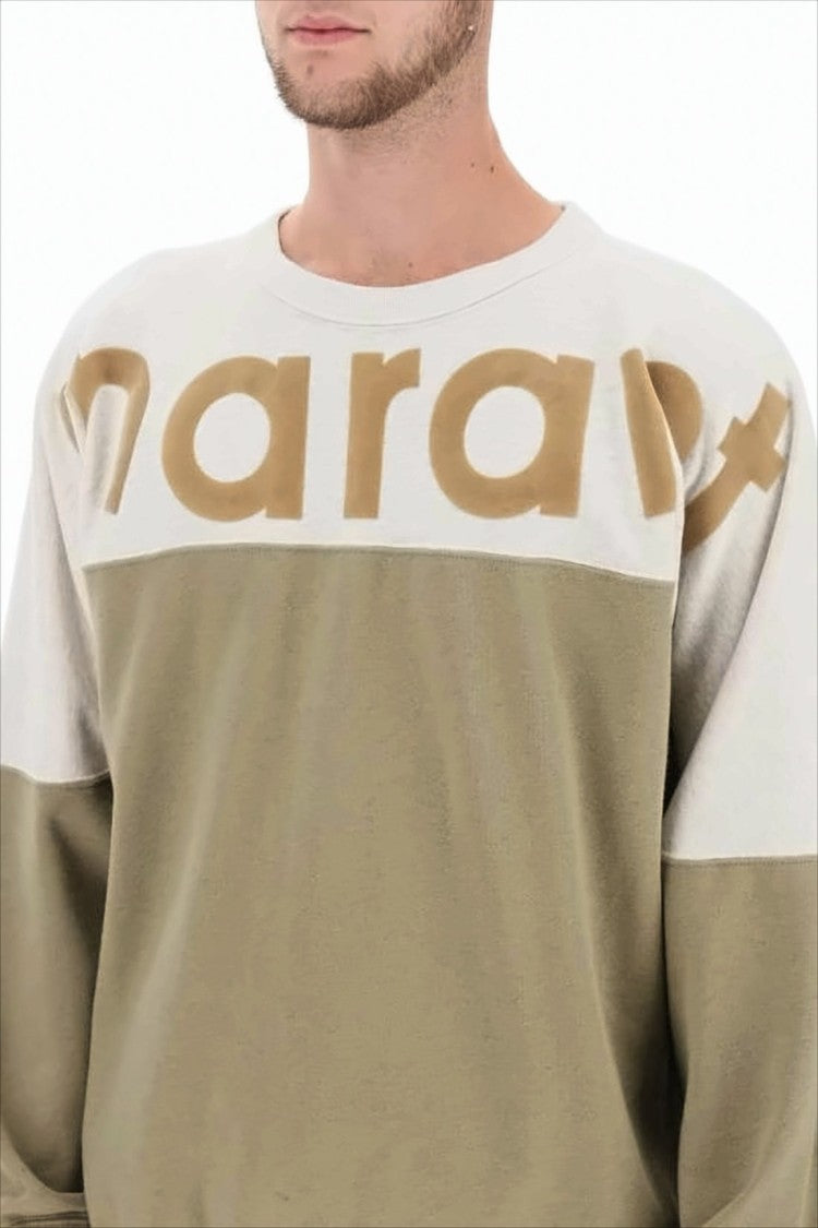 Isabel Marant Color-Block Long-Sleeve Sweatshirt With Oversized Text Detail