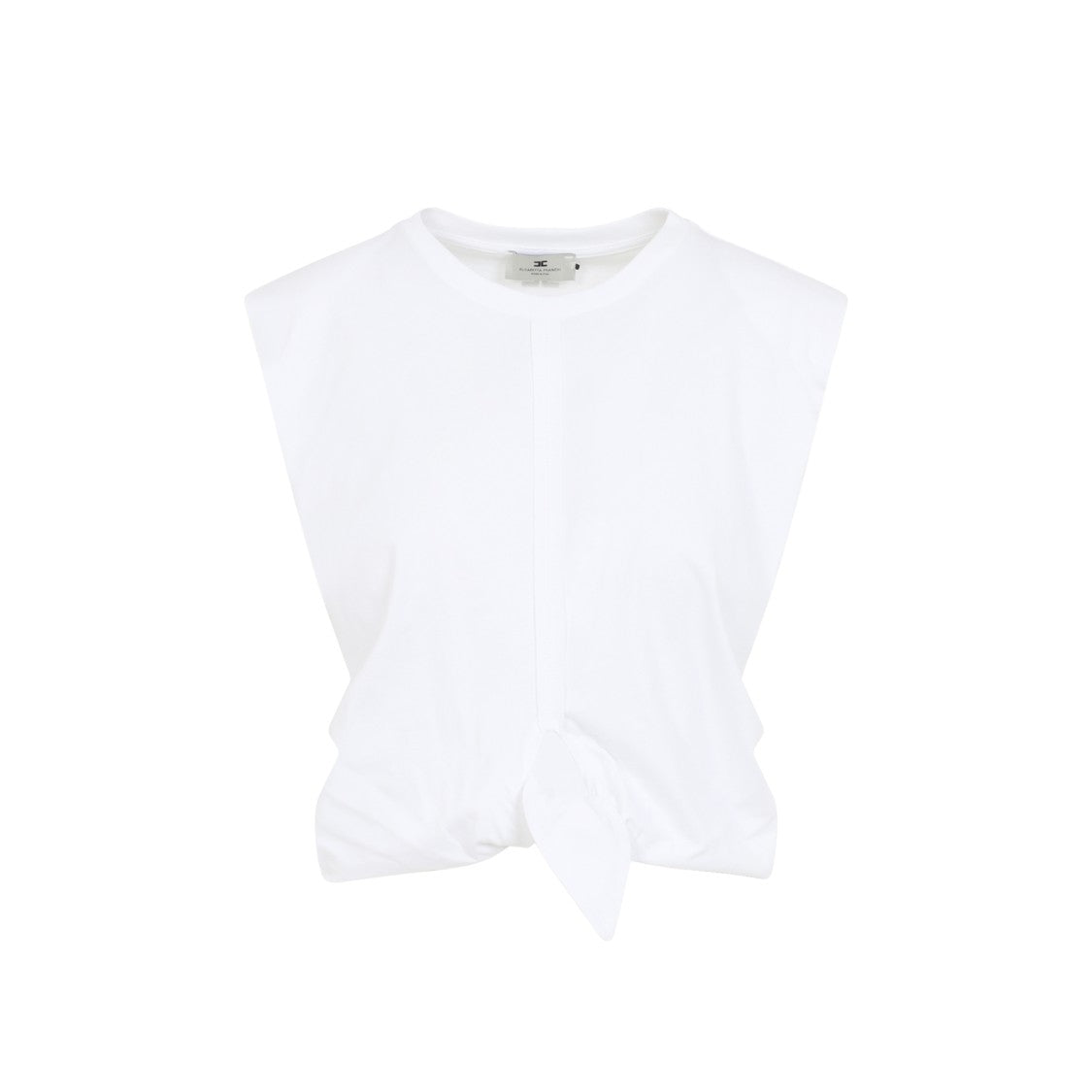Elisabetta Franchi Sleeveless Cotton Top With Front Knot Detail
