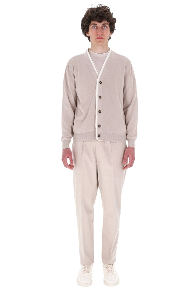 Eleventy Contrast Trim Pure Cotton Cardigan