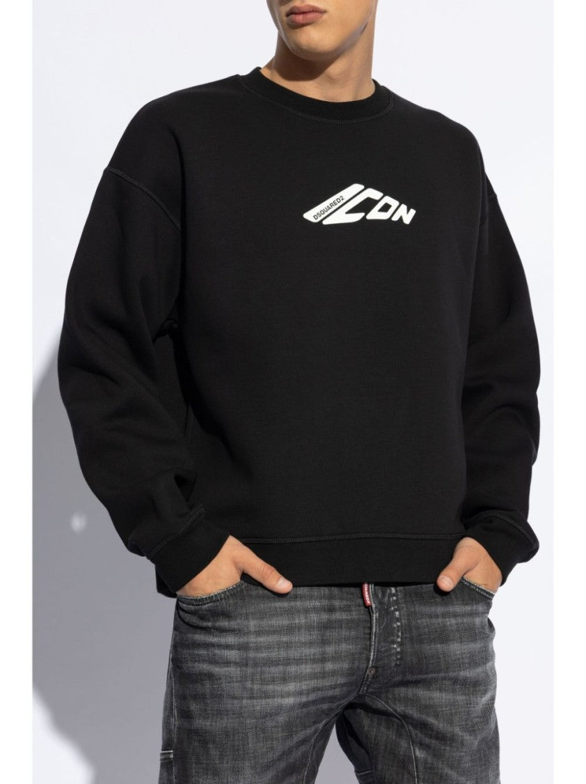 Dsquared2 Black Cotton Graphic Print Sweatshirt