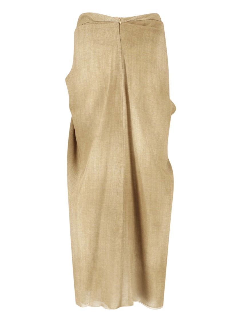 Ermanno Scervino Black Draped Front Knot Midi Skirt