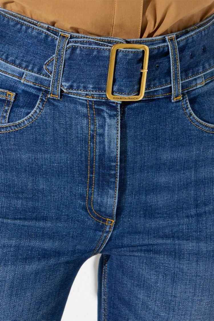Elisabetta Franchi Blue Cotton-Lyocell Blend High-Waisted Jeans
