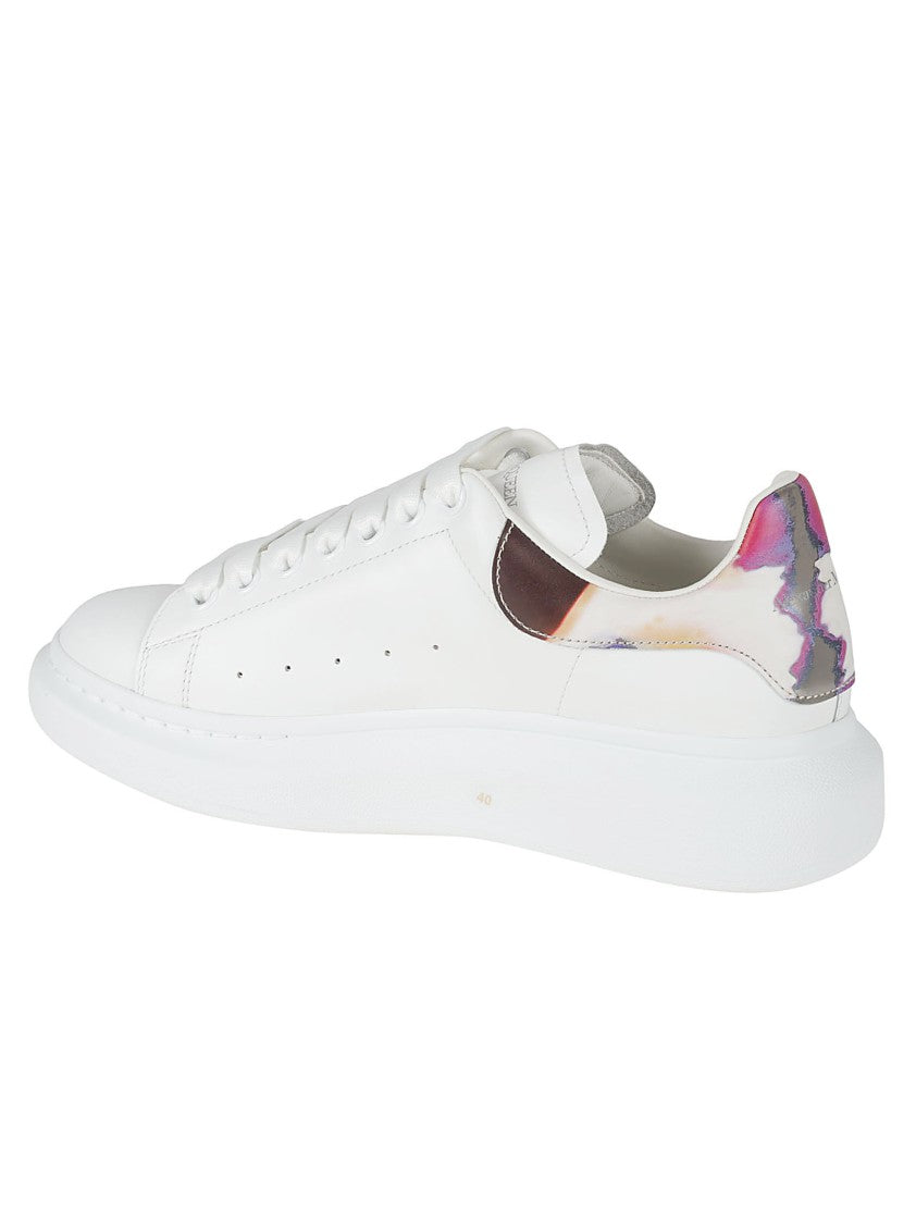Alexander Mcqueen White Sneakers With Colorful Heel Accent