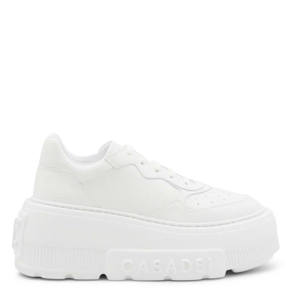 Casadei White Leather Platform Sneakers