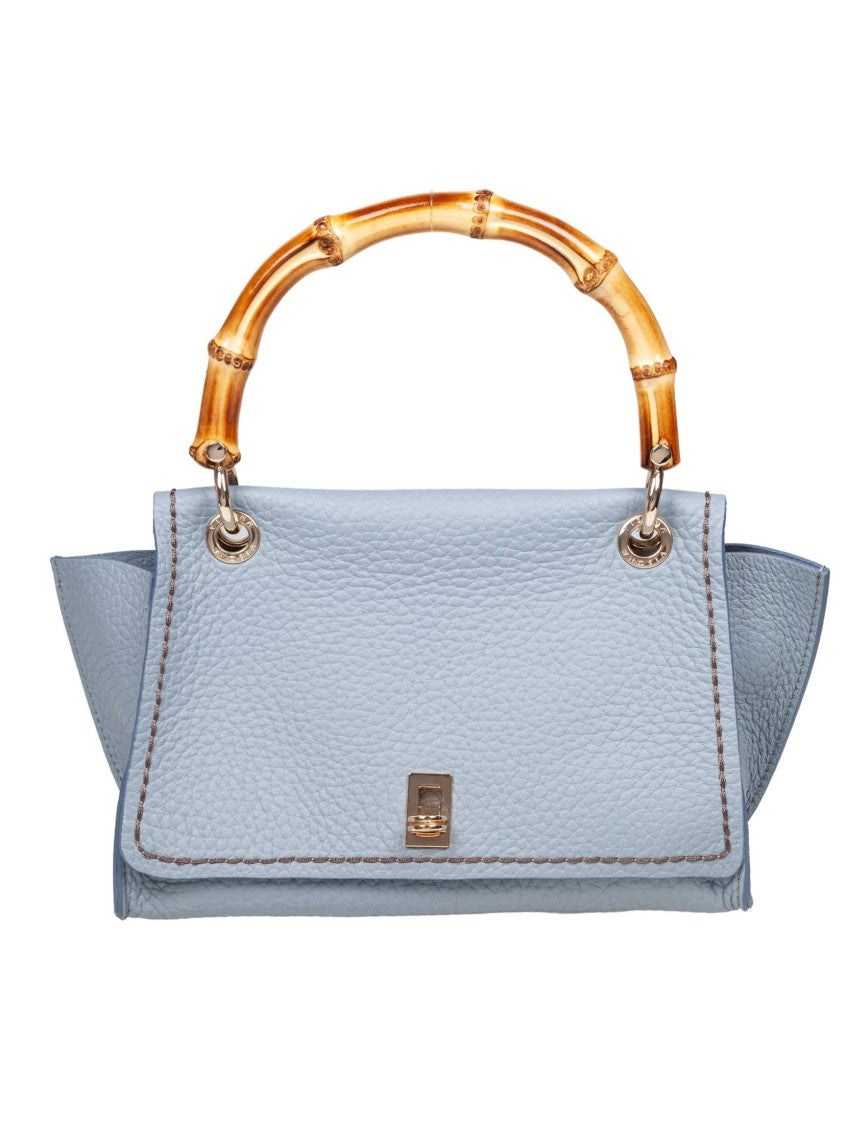 Visona ' Posillipo Leather Handbag With Bamboo Handle