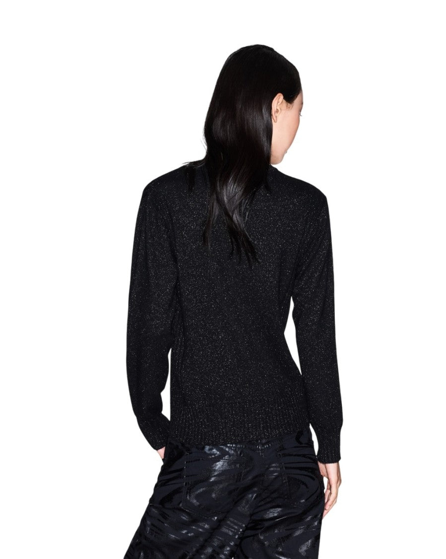 Armani Exchange Shiny Lurex Finish Sweater With Ribbed Edges