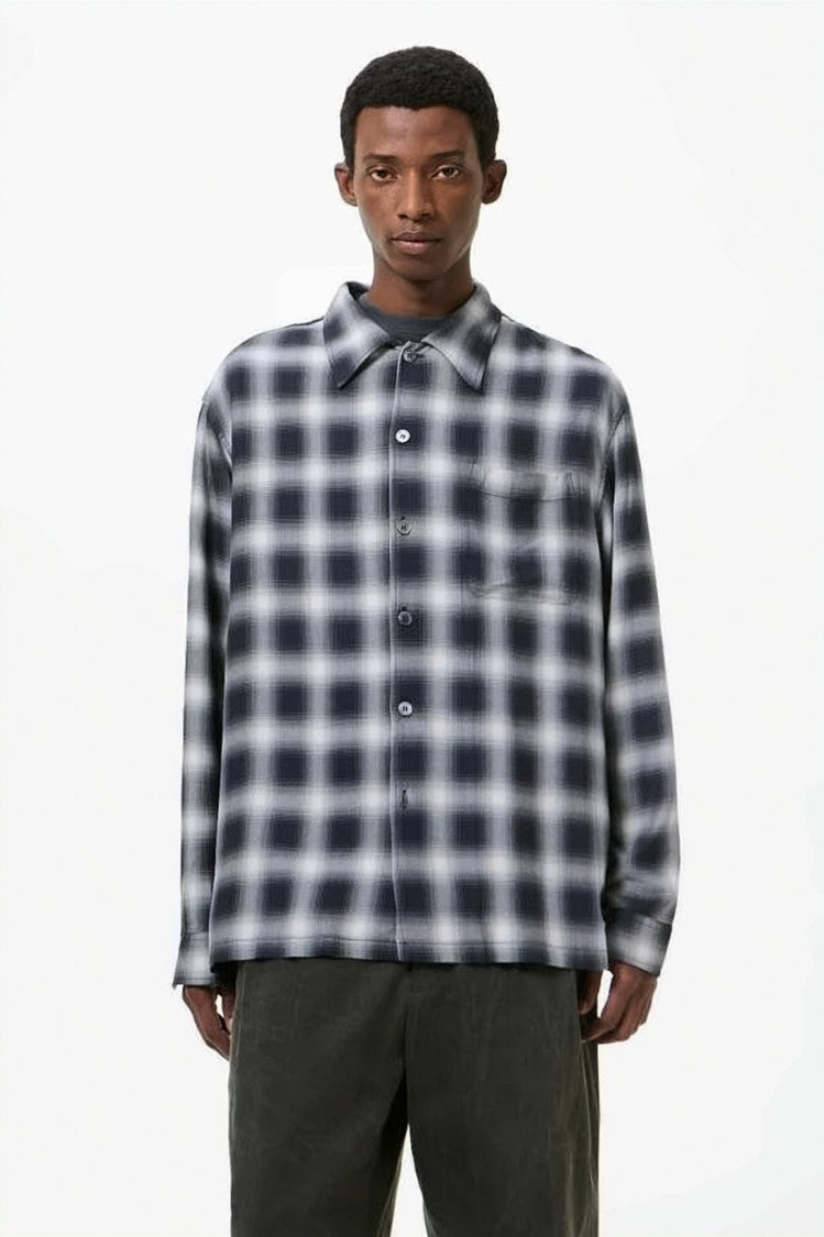 Our Legacy Blurred Checkered Long-Sleeve Shirt With Classic Collar