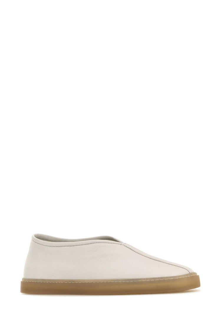 Lemaire White Leather Linoleum Slip Ons
