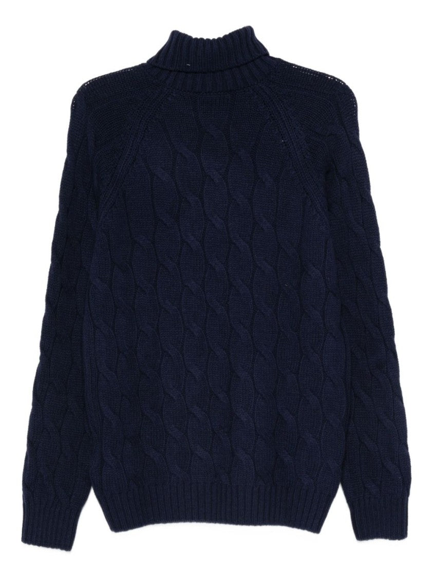 Fay Navy Blue Cable Knit Sweater