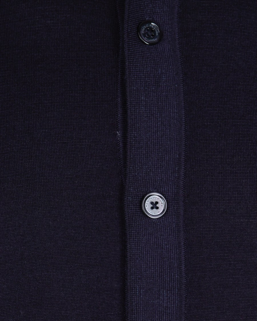 Paolo Pecora Blue Wool Cardigan