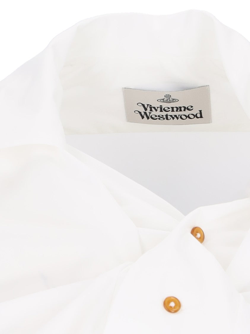 Vivienne Westwood Distorted Silhouette White Cotton Shirt With Asymmetrical Hem