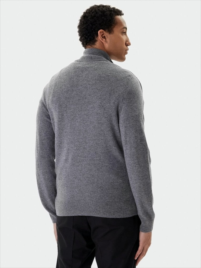 Boss Half-Zip Gray Sweater With Tailored Fit