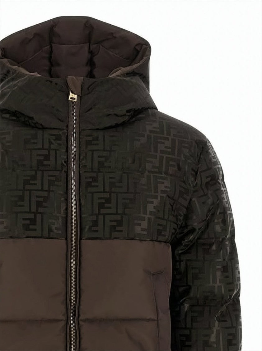 Fendi Two-Tone Short Padded Jacket With Monogram Design