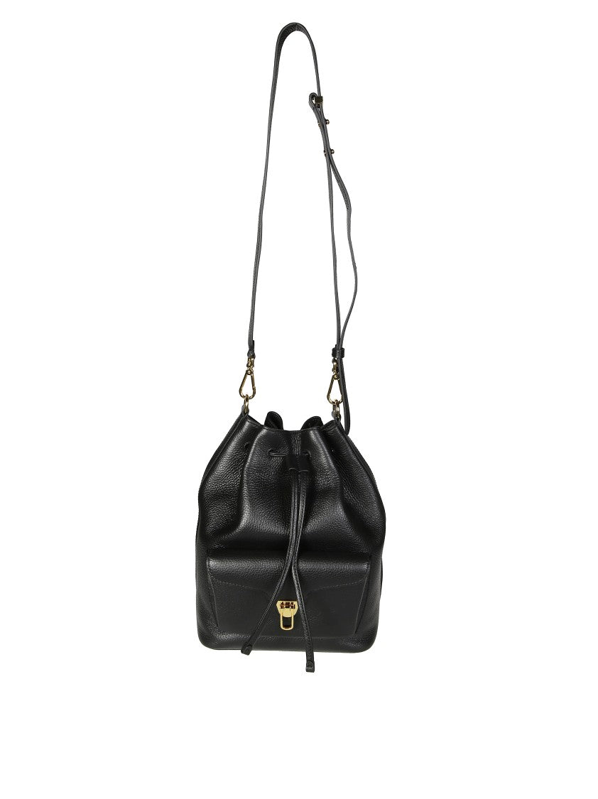 Coccinelle Minimalist Black Cowhide Leather Backpack