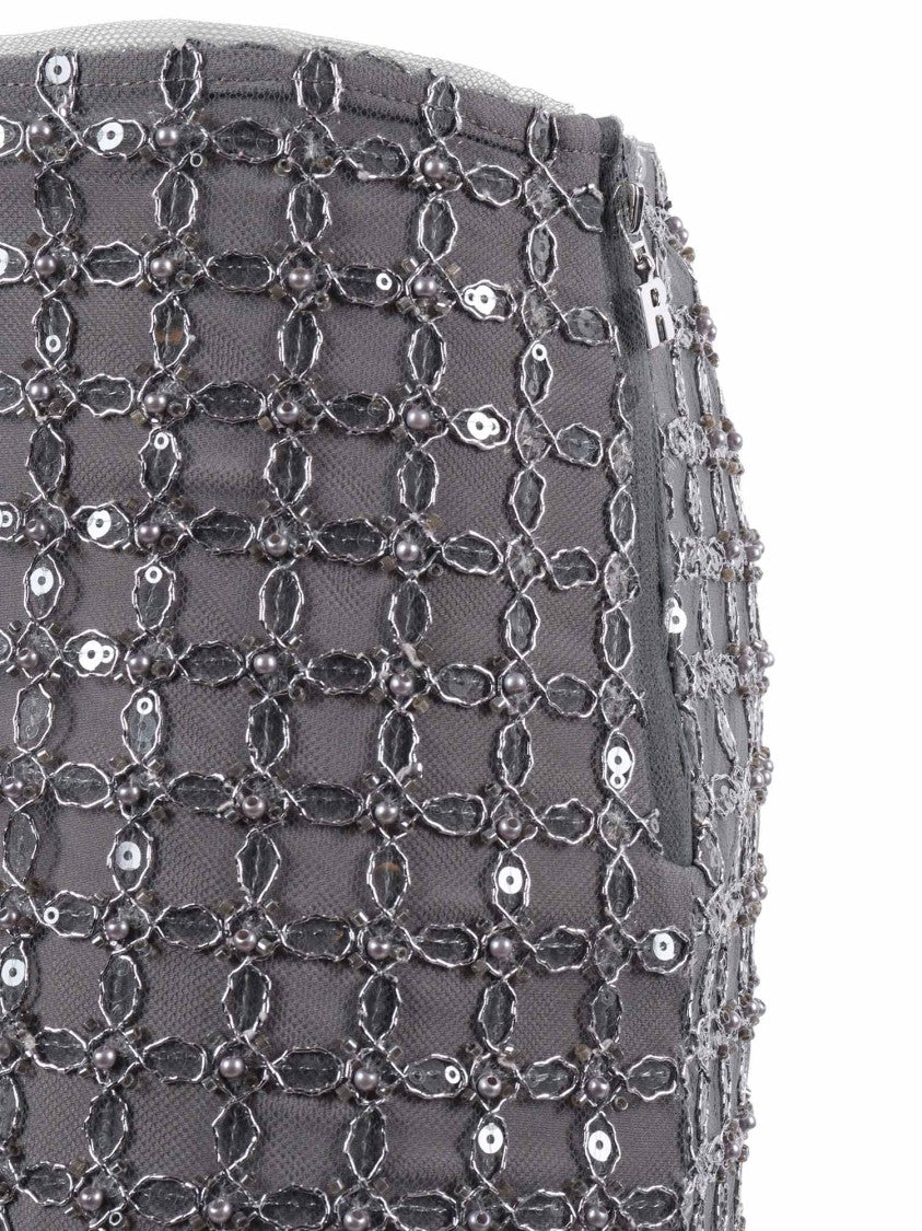 Rotate Grey Castor Beaded Mini Skirt