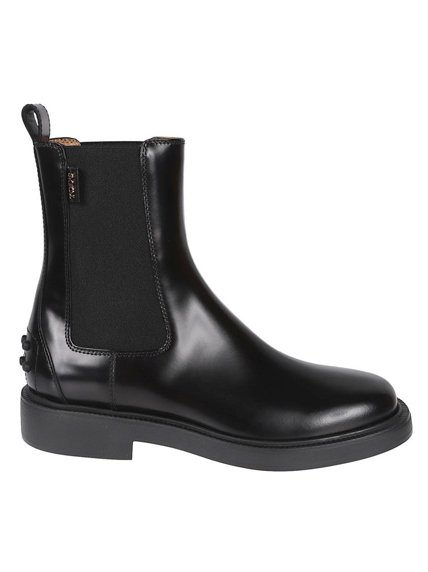Tod's Black Calf Leather Elasticated Boots