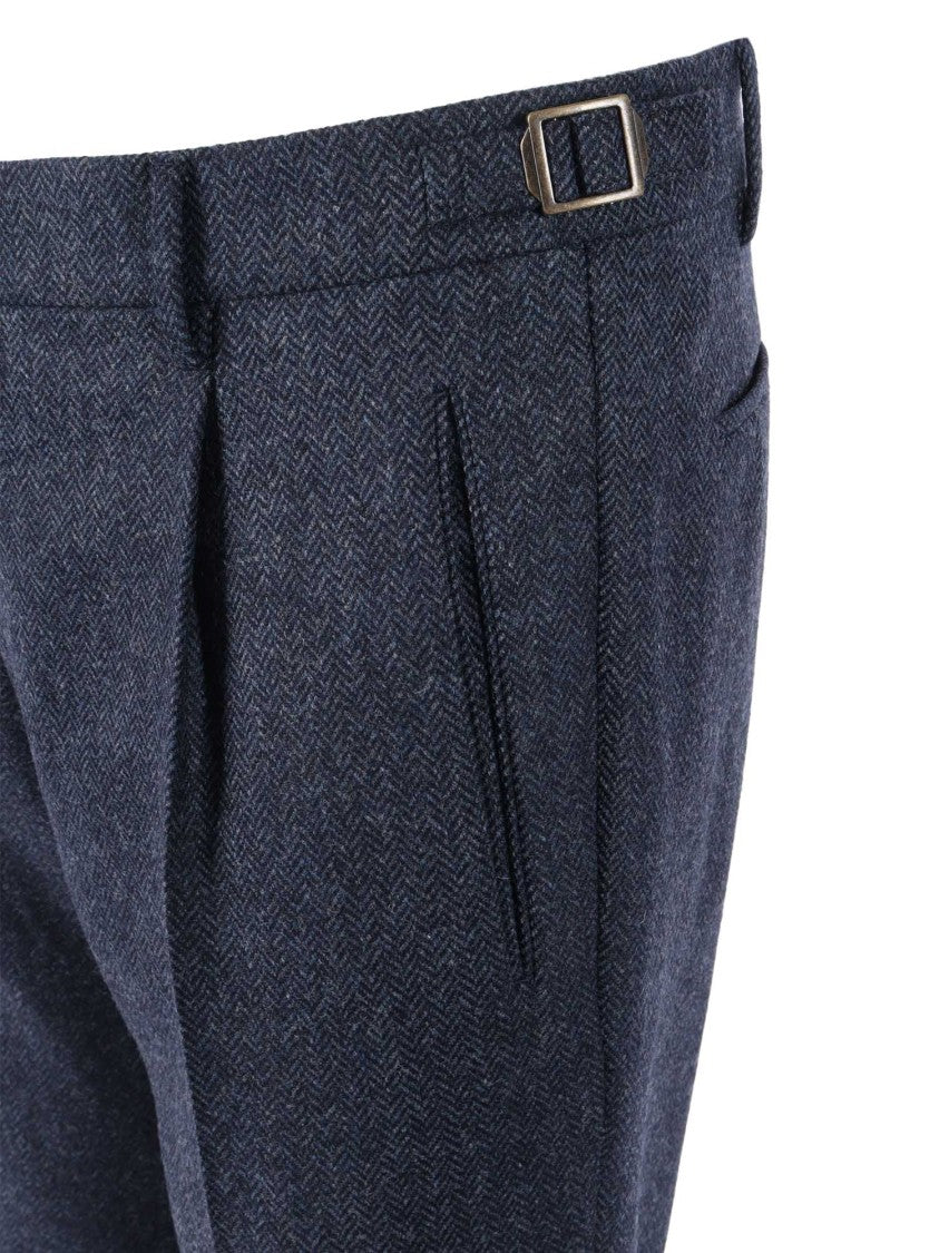 Berwich Tailored Blue Trousers With Pleats
