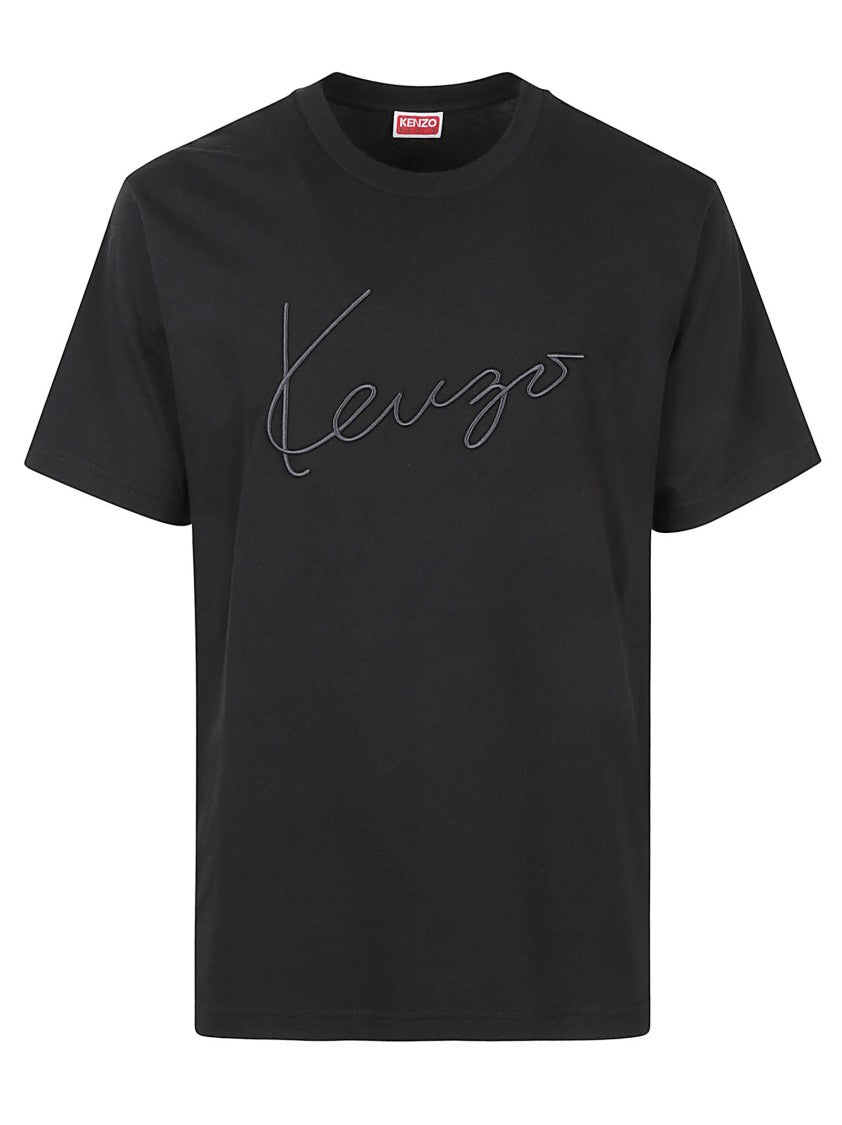 Kenzo Minimalist Black Short-Sleeve T-Shirt With Embroidered Logo