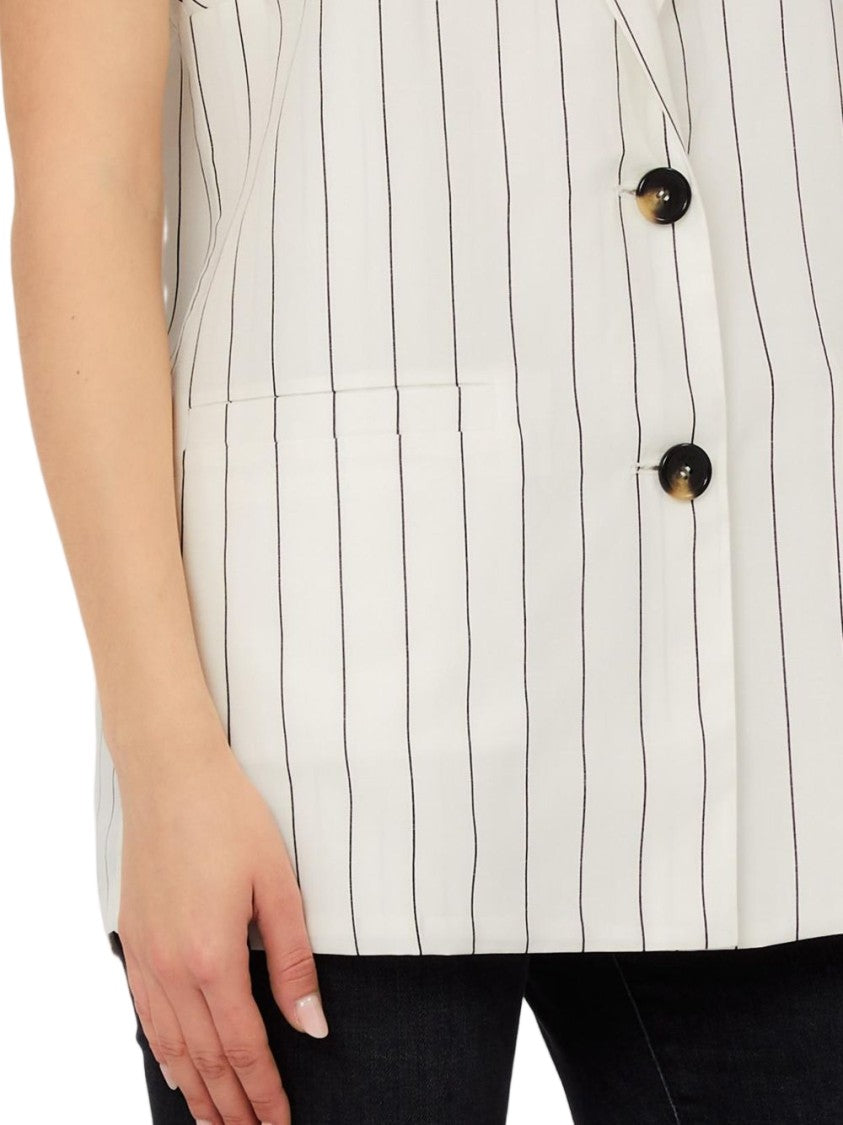 Liu Jo White Pinstripe Sleeveless Blazer