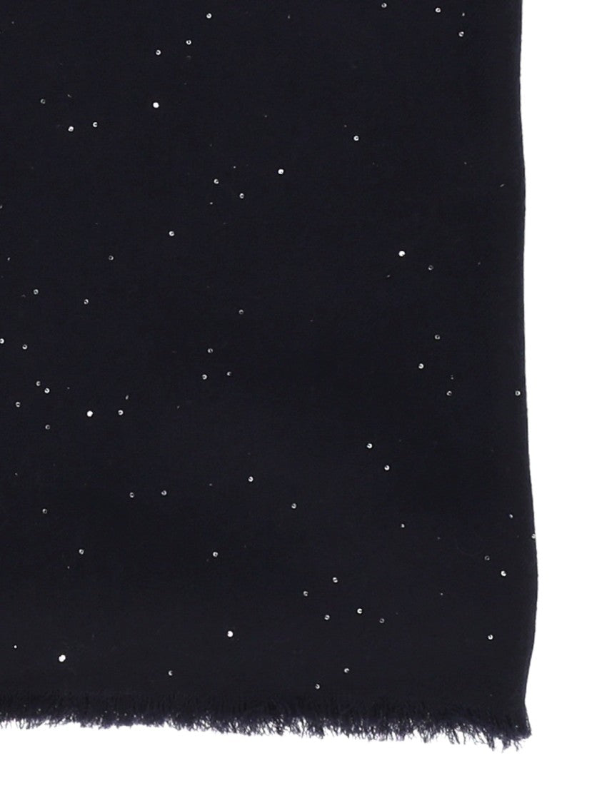 Faliero Sarti Long Rectangular Wool Blend Scarf With Subtle Speckles
