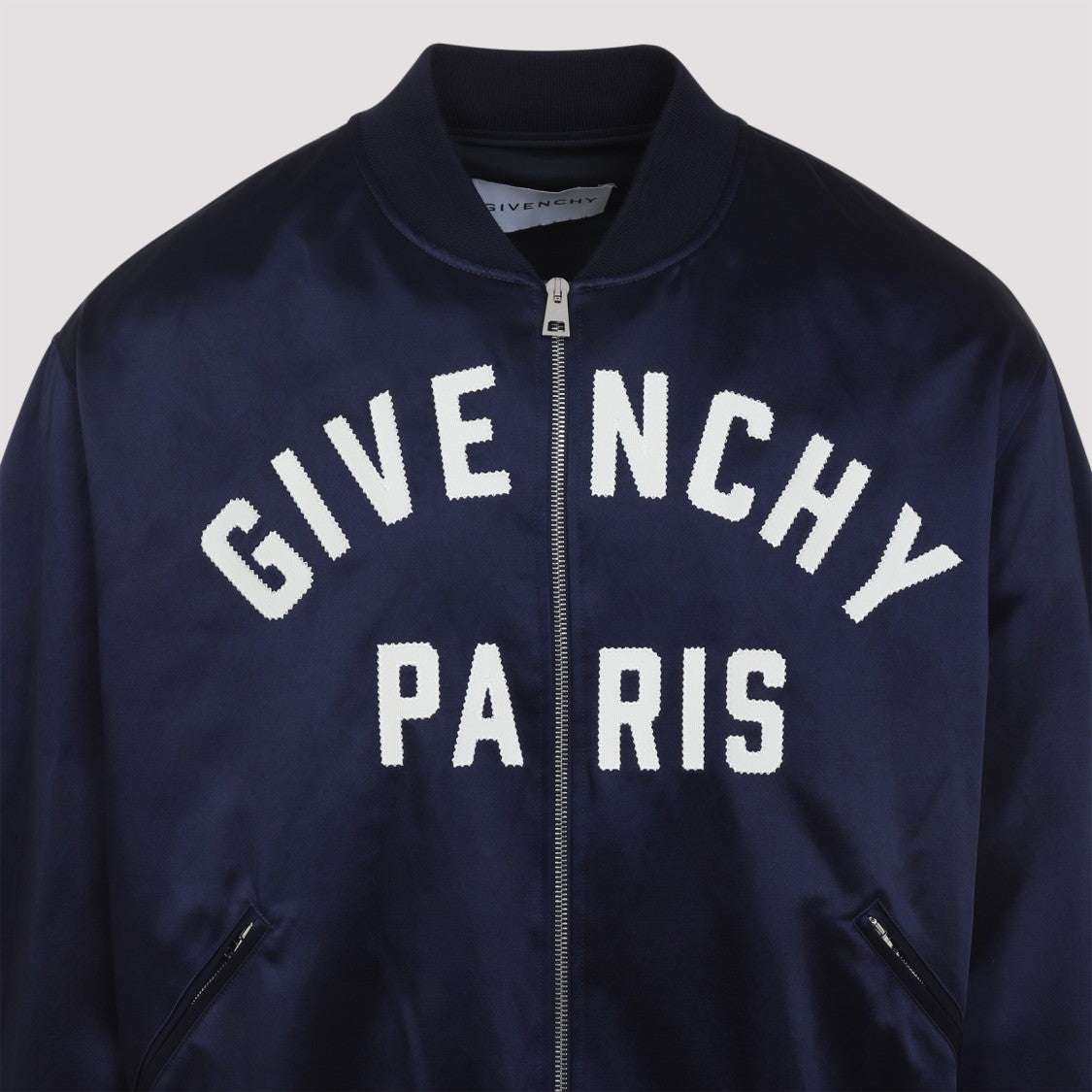 Givenchy Deep Navy Satin-Finish Bomber Jacket