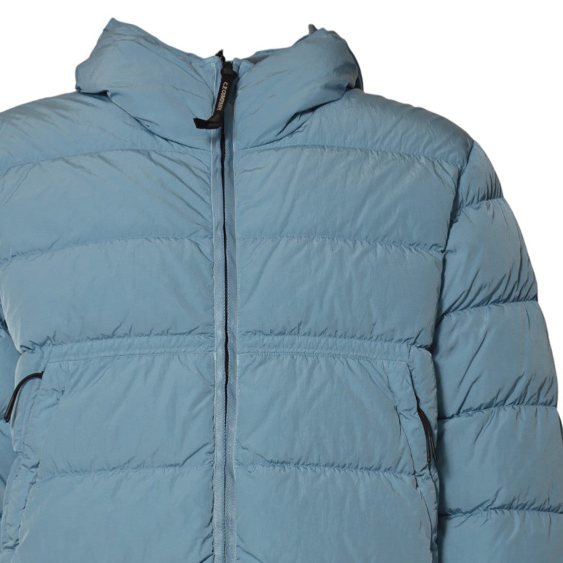 C.P. Company Puffer Jacket With Horizontal Quilted Stitching And High Collar