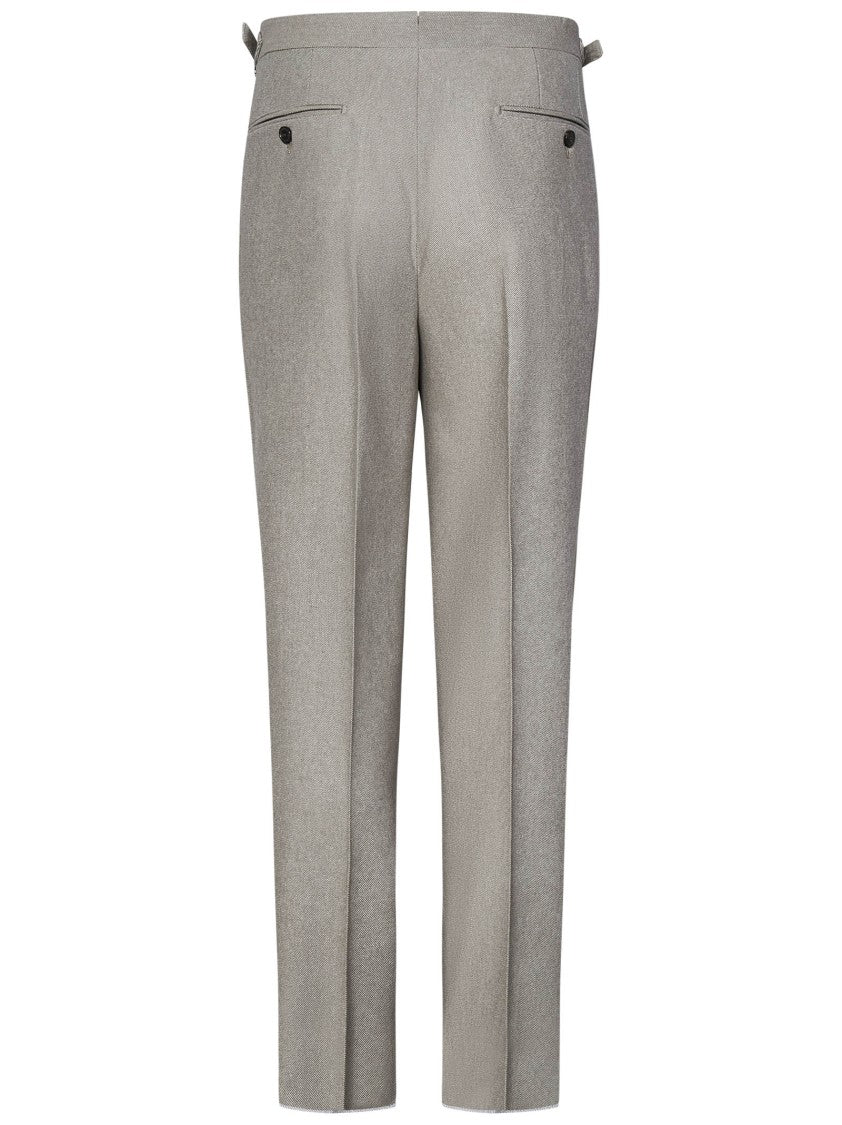 Franzese Collection Tailored Grey Australis Denim Super 150S Merino Wool Trousers