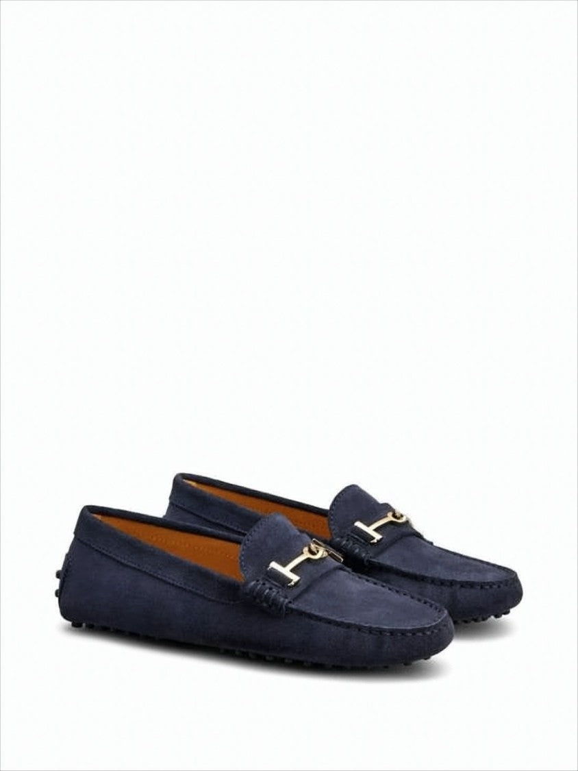 Tod's Blue Suede Loafers With Signature Bit Detail