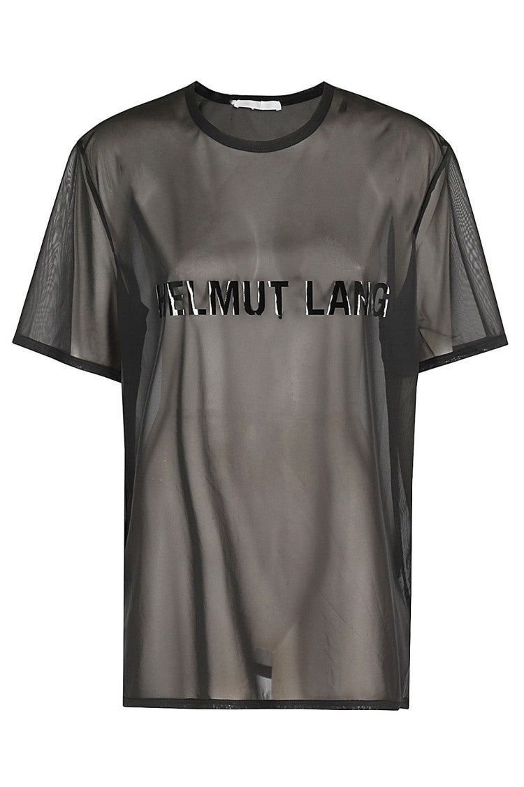 Helmut Lang Transparent Chiffon Logo T-Shirt With Edgy Aesthetic
