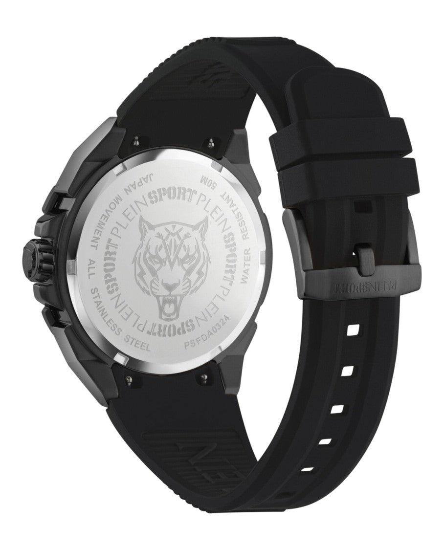 Plein Sport Urban Pulse Silicone Watch With 47Mm Ip Black Case