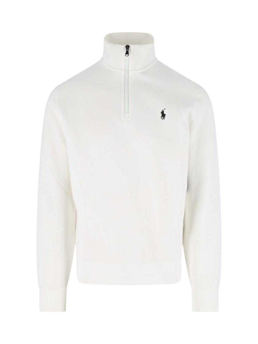 Polo Ralph Lauren White High-Collar Half-Zip Recycled Sweatshirt