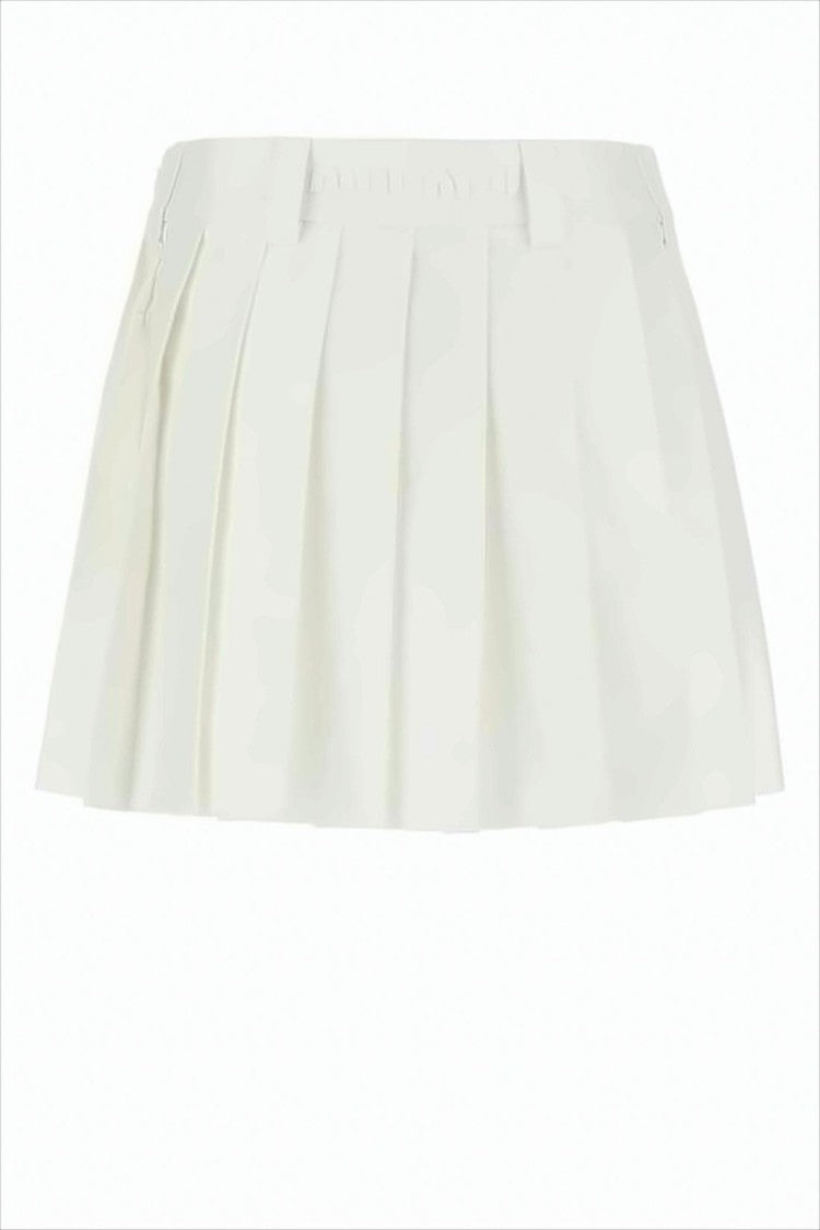 Miu Miu Pleated White Midi Skirt With Structured Silhouette