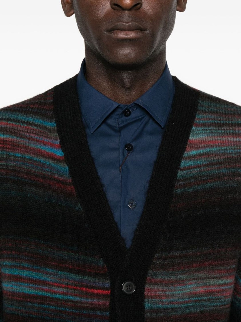 Paul Smith Horizontal Striped Cardigan With V-Neck