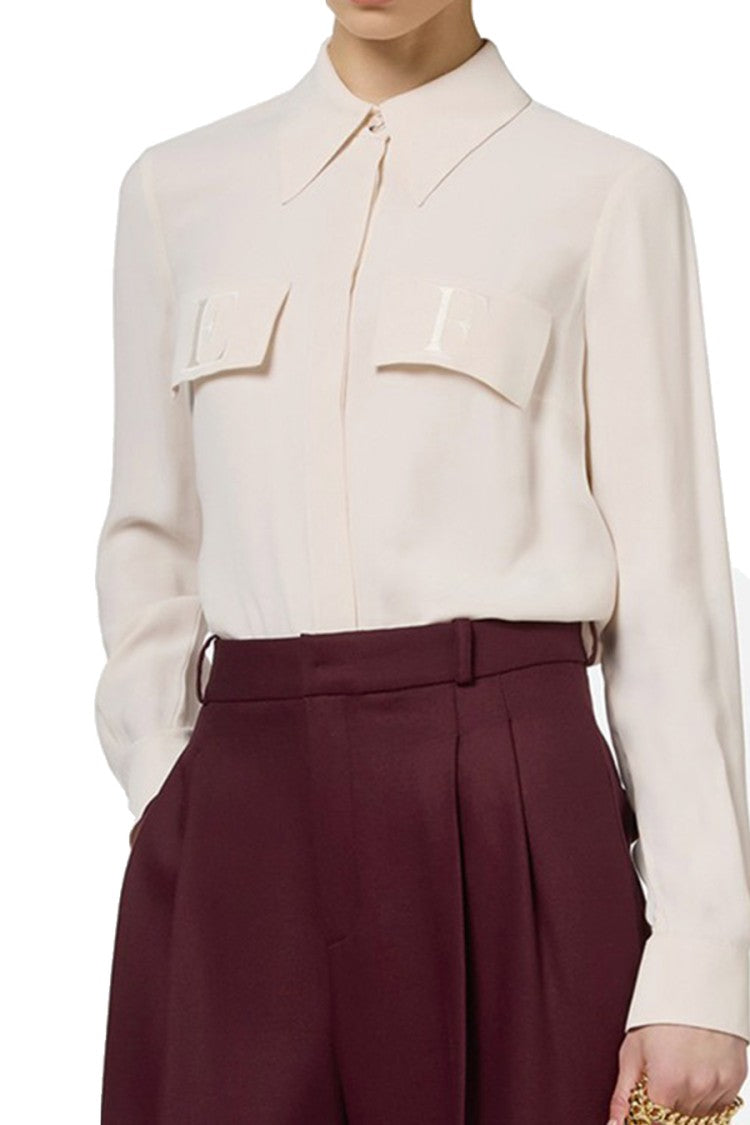 Elisabetta Franchi White Viscose Logo-Patch Shirt