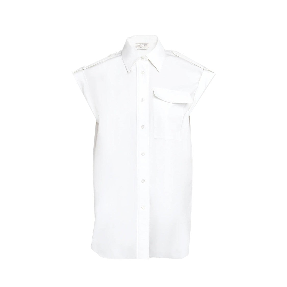 Alexander Mcqueen Sleeveless Cotton Shirt With Front Button Closure
