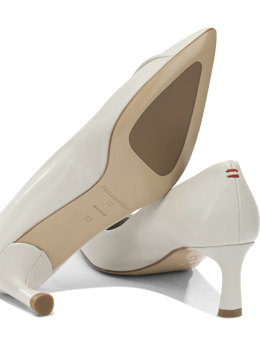 Halmanera Pointed Toe Leather Pumps With Pleated Detailing