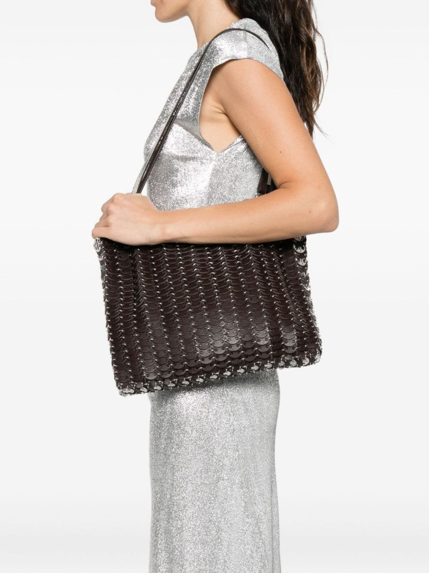 Rabanne Woven Leather Shoulder Bag With Metallic Accents