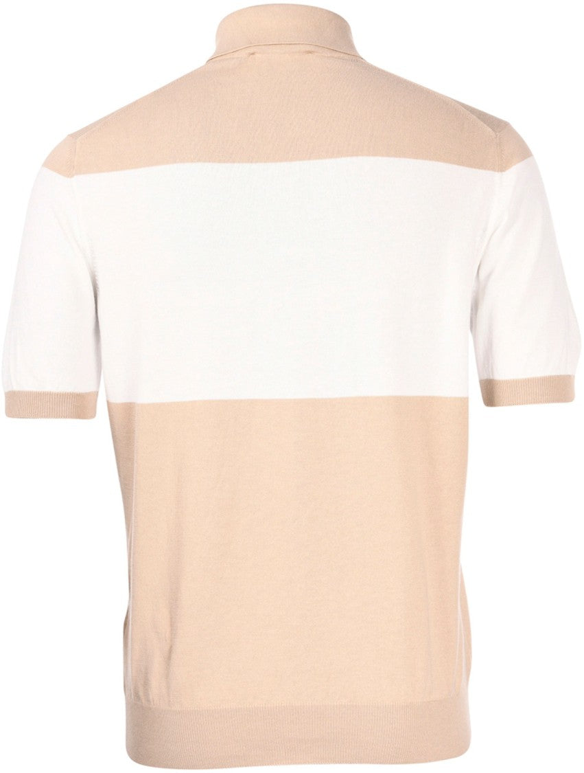 Paolo Fiorillo Capri Short-Sleeved Color Block Polo Shirt In Organic Cotton