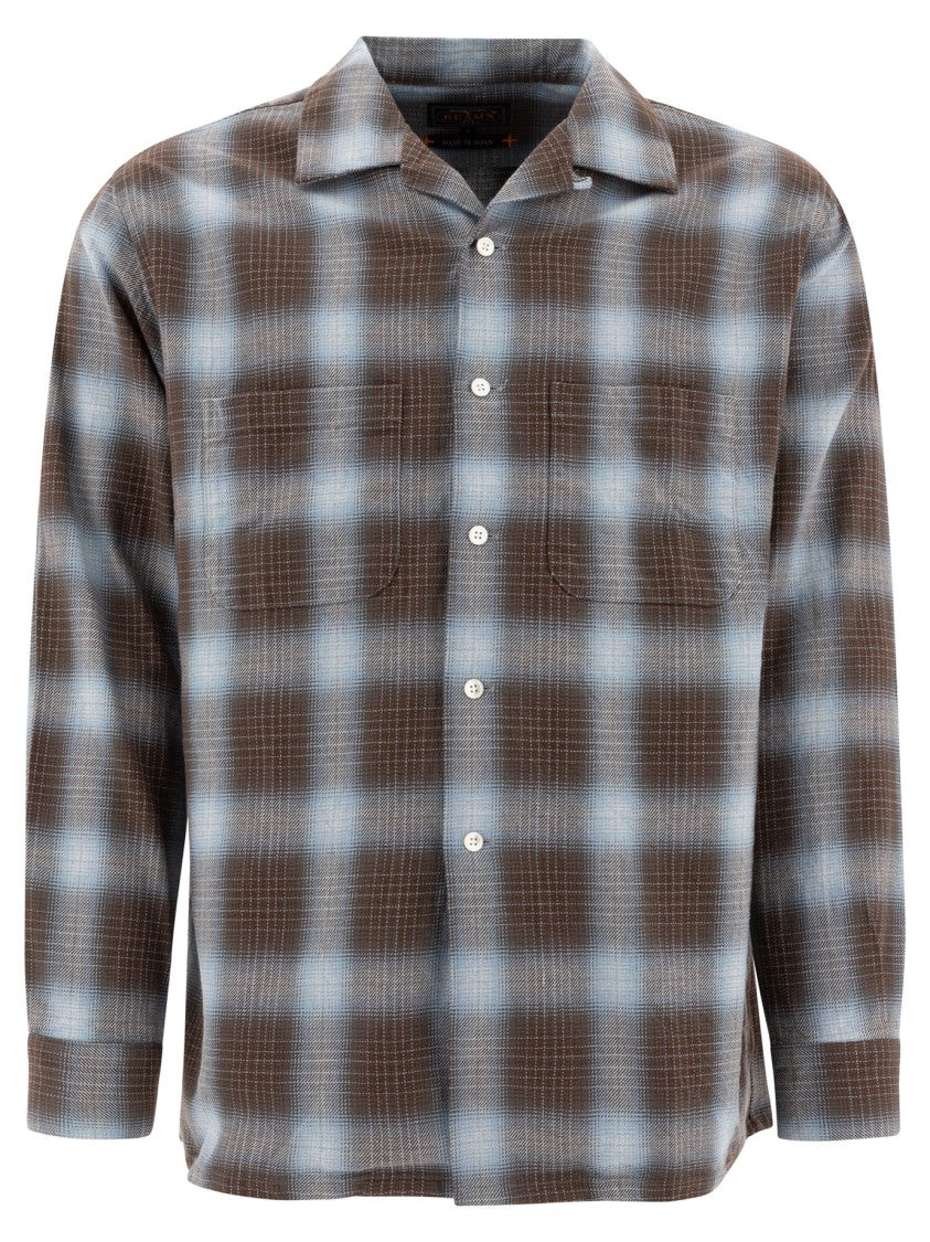 Beams Plus Relaxed Fit Checkered Shirt With Classic Collar