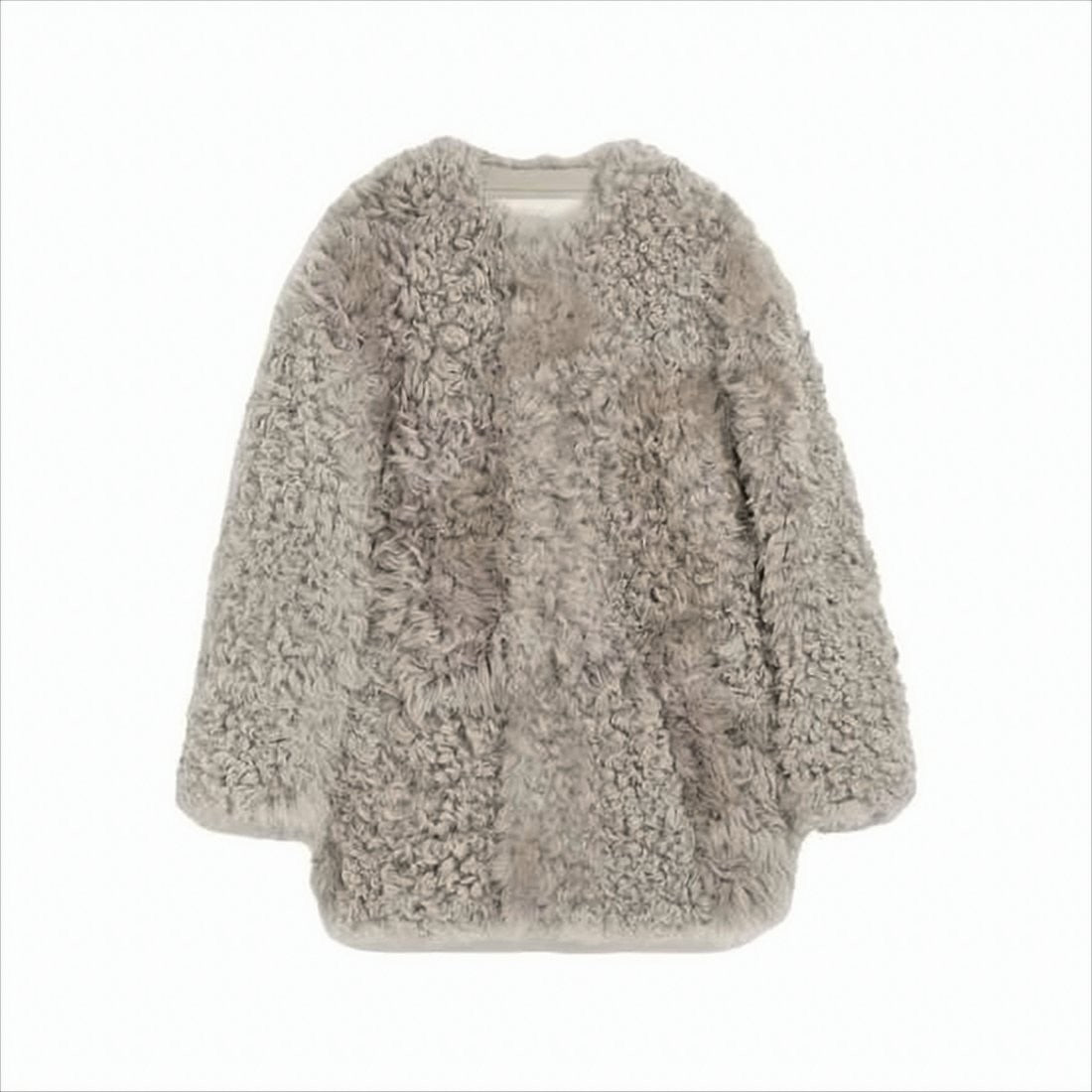 Ami Plush Lambskin Coat With Oversized Silhouette