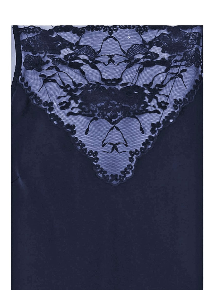 By Malene Birger Navy Lace-Detail Fitted Top With Adjustable Straps