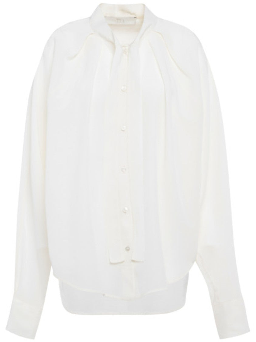 Tela Blanca Flowing White Viscose-Silk Blouse