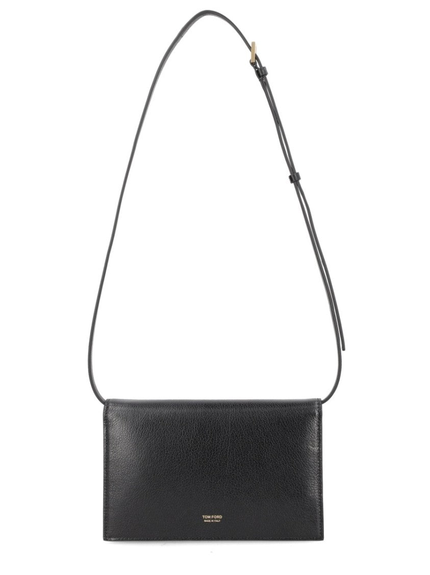 Tom Ford Supple Grain Textured Minimalist Flap Shoulder Bag